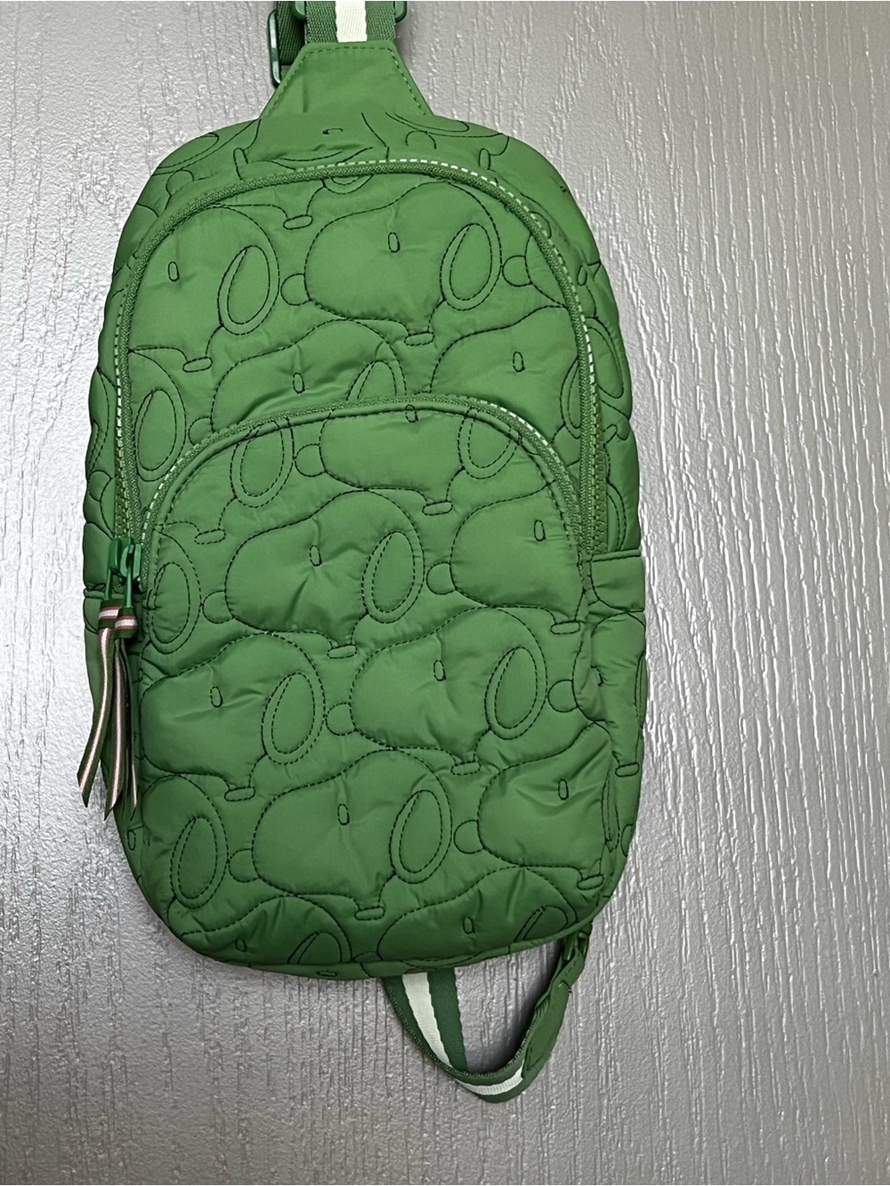 NWT Vera Bradley PEANUTS Fluorite Green SNOOPY Lorman Sling Backpack Woodstock